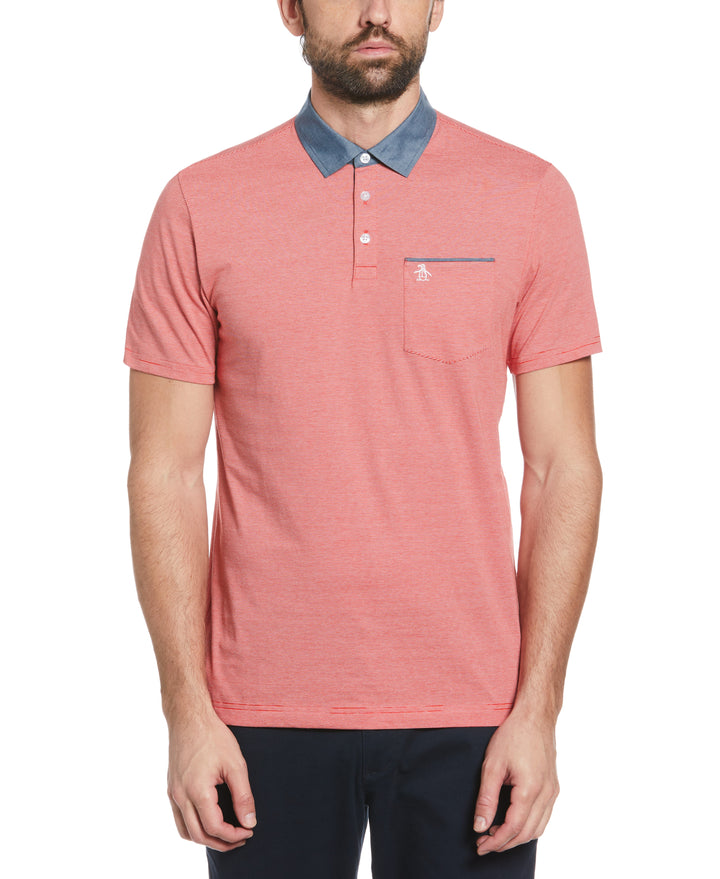 Chambray Collar Polo (Molten Lava) 