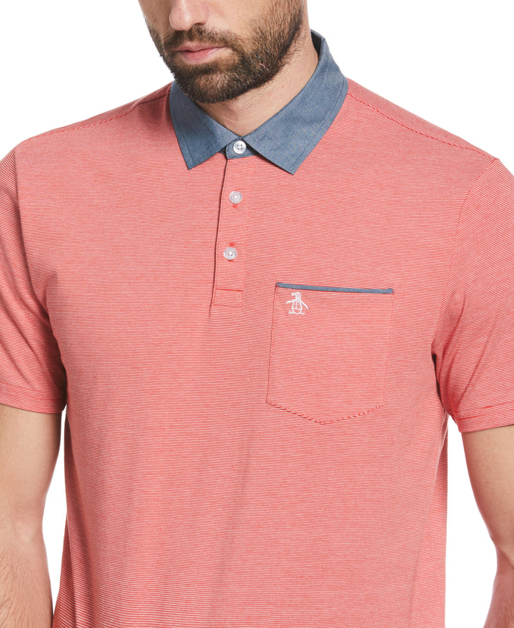 Chambray Collar Polo (Molten Lava) 