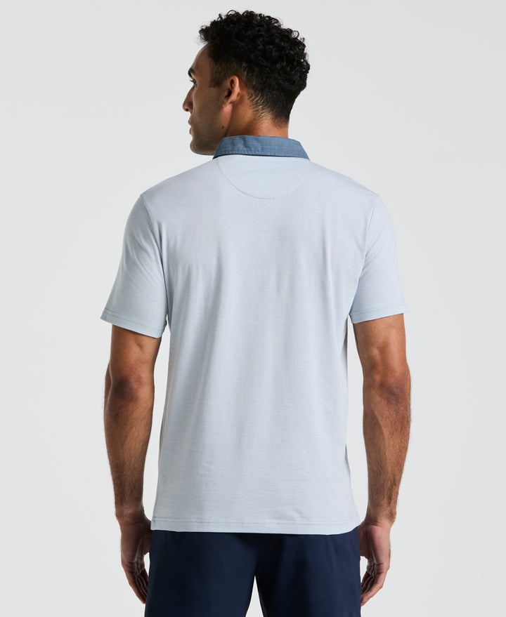 Chambray Collar Polo (Bright White) 