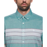 Cotton Chest Stripe Shirt (Antique Green) 
