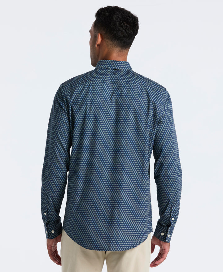 Cotton Stretch Chip Print Shirt (Sargasso Sea) 