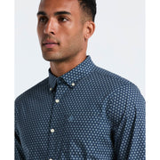Cotton Stretch Chip Print Shirt (Sargasso Sea) 
