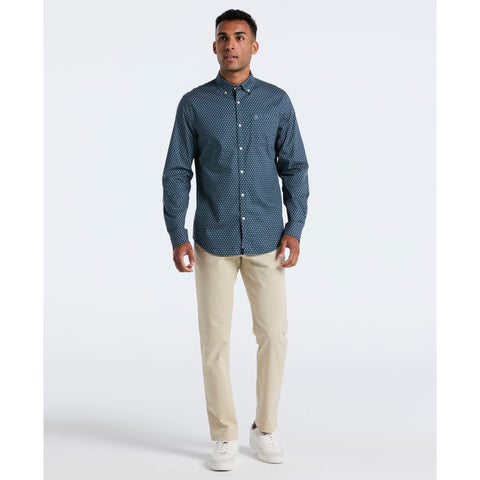Cotton Stretch Chip Print Shirt (Sargasso Sea) 