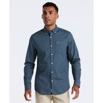 Cotton Stretch Chip Print Shirt (Sargasso Sea) 