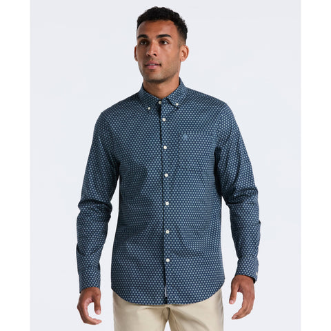 Cotton Stretch Chip Print Shirt (Sargasso Sea) 