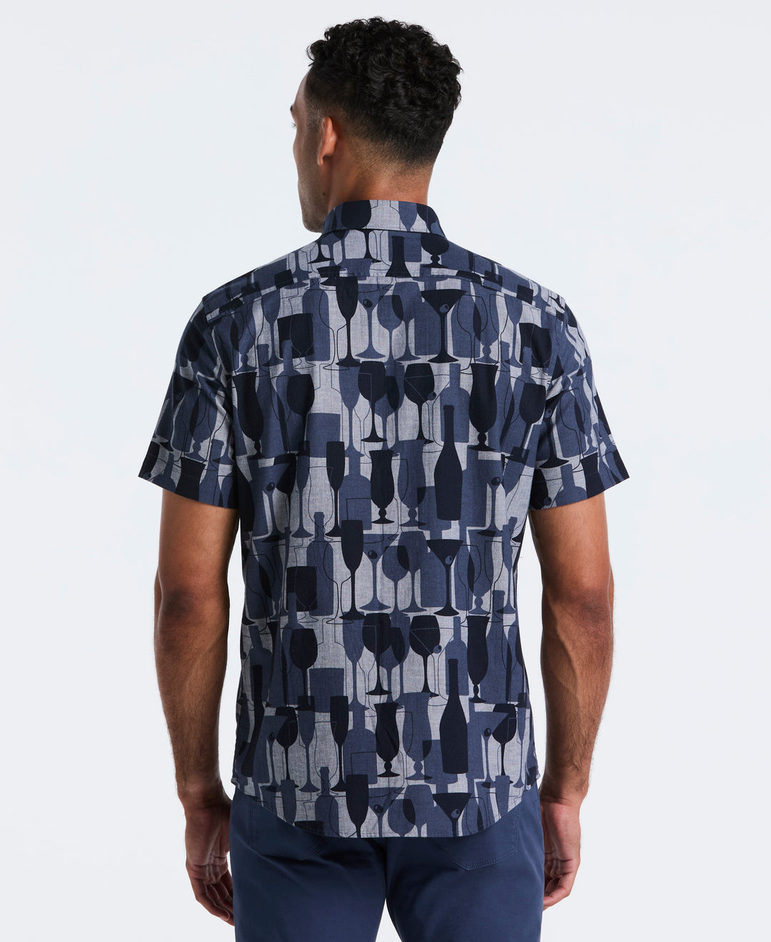 Cotton Cocktail Print Shirt (Dark Sapphire) 