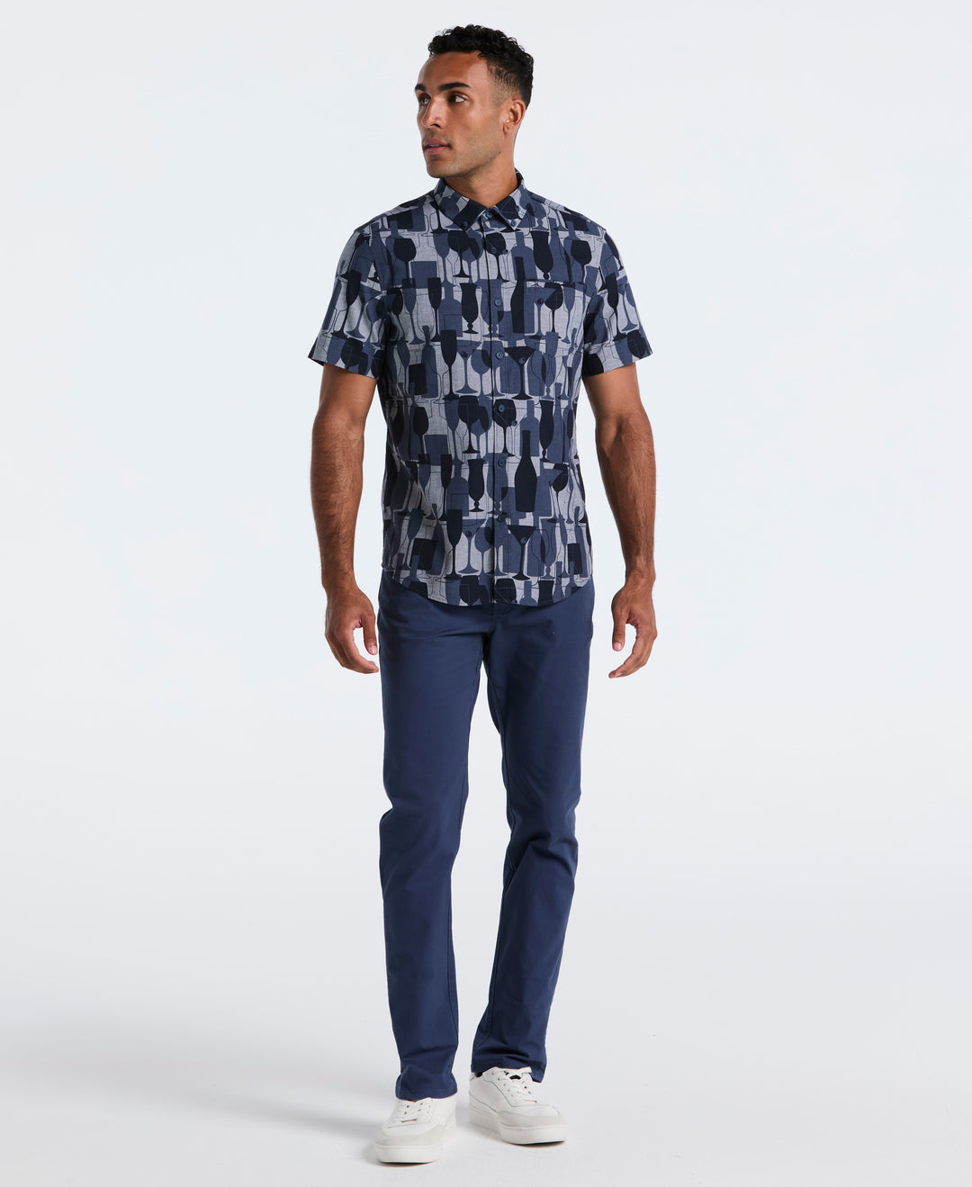 Cotton Cocktail Print Shirt (Dark Sapphire) 