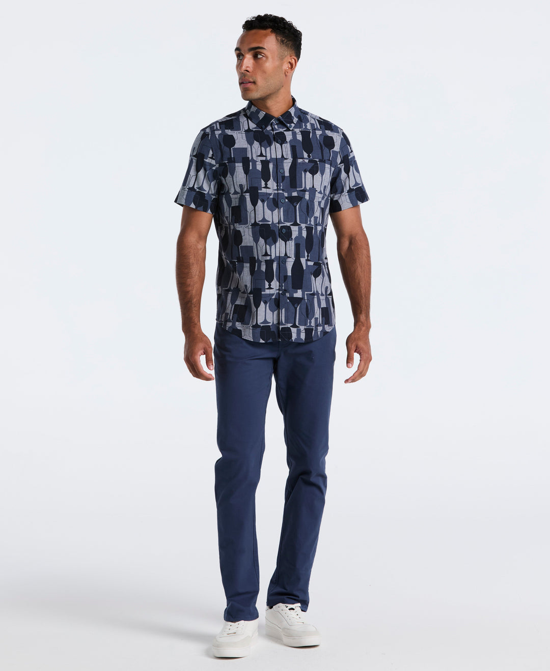 Cotton Cocktail Print Shirt (Dark Sapphire) 