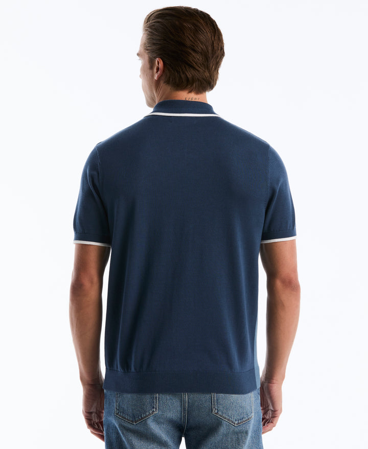 Cotton Colorblock Sweater Polo (Copen Blue) 
