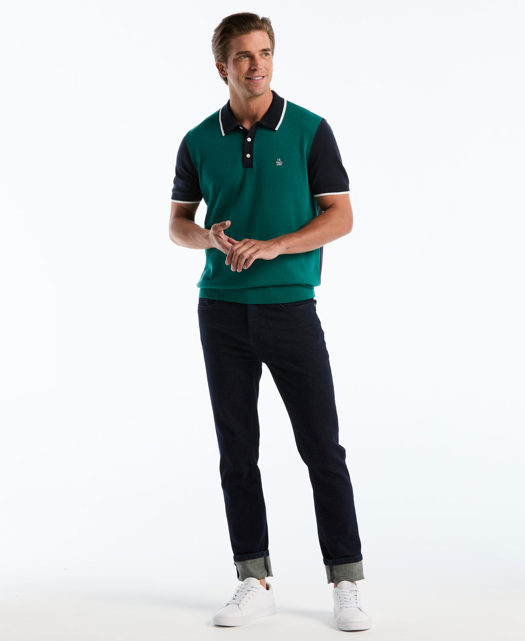Cotton Colorblock Sweater Polo (Storm) 