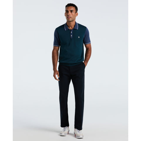 Cotton Colorblock Sweater Polo (Reflecting Pond) 