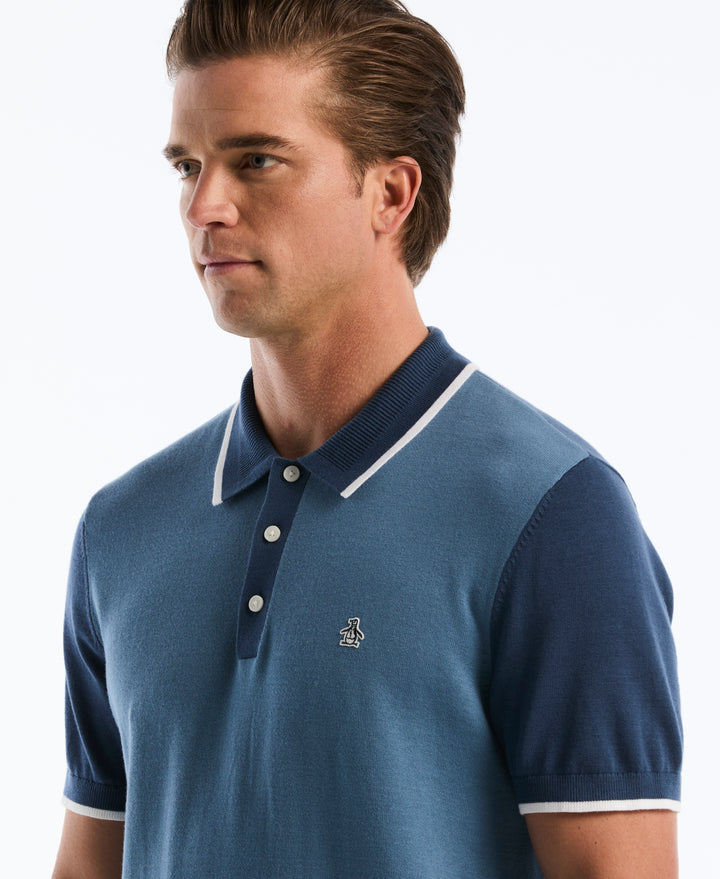 Cotton Colorblock Sweater Polo (Copen Blue) 