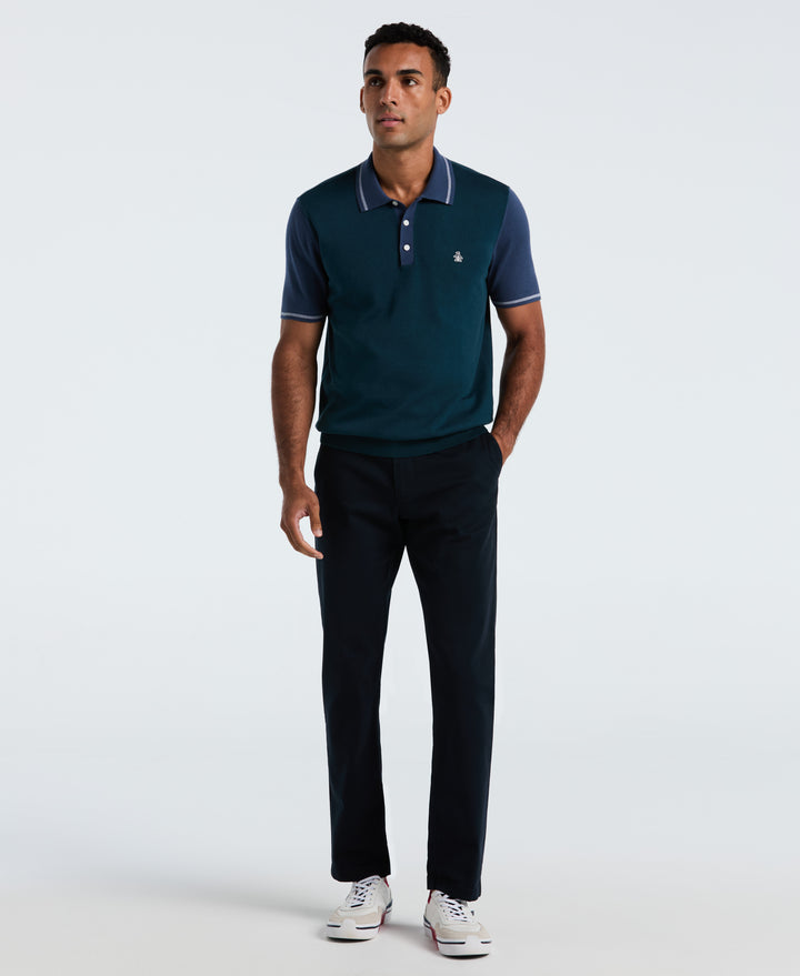 Cotton Colorblock Sweater Polo (Reflecting Pond) 