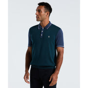 Cotton Colorblock Sweater Polo (Reflecting Pond) 