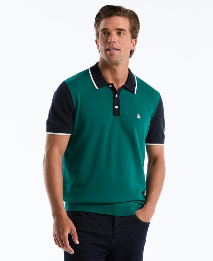 Cotton Colorblock Sweater Polo (Storm) 