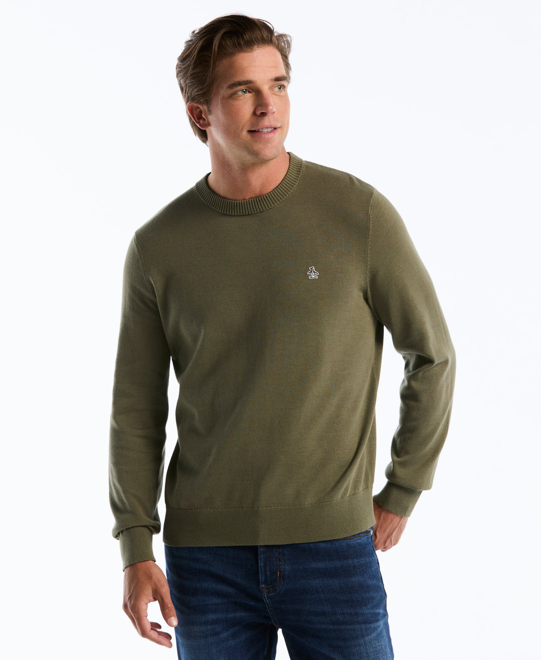 Cotton Crew Neck Sweater (Dusty Olive) 