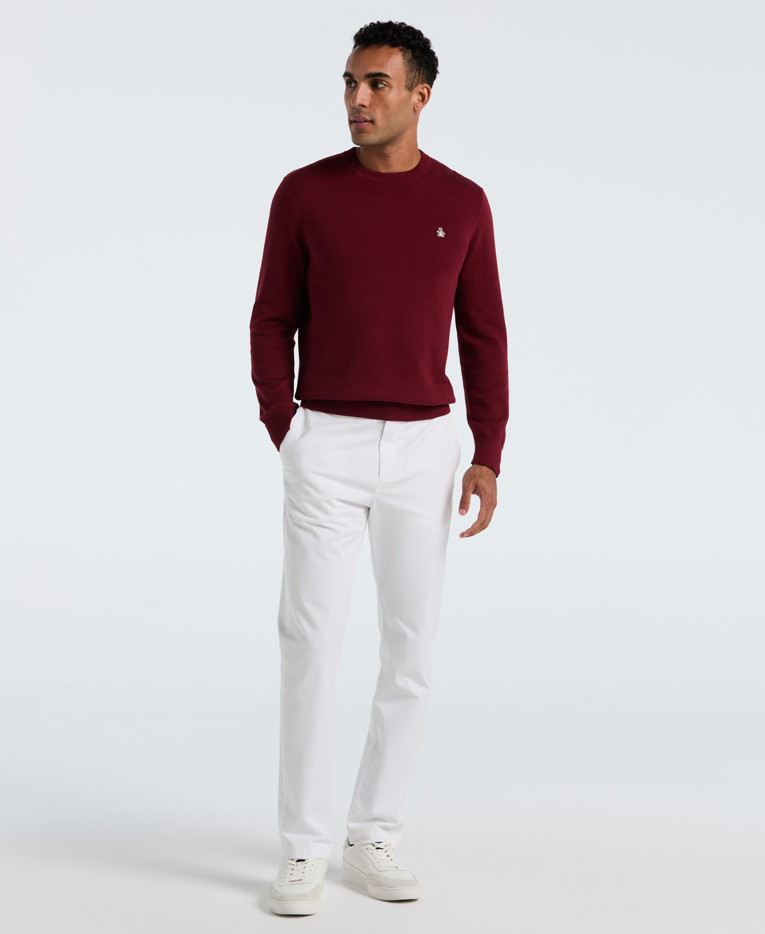 Cotton Crew Neck Sweater (Cabernet) 