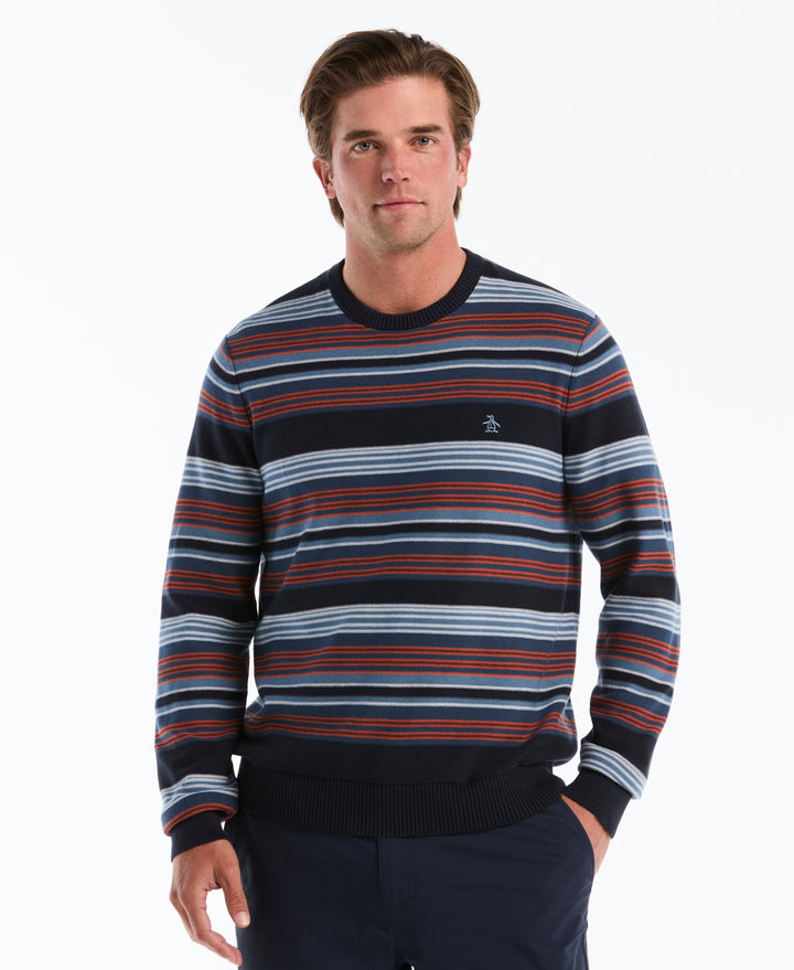 Reverse Striped Crewneck Sweater (Dark Sapphire) 