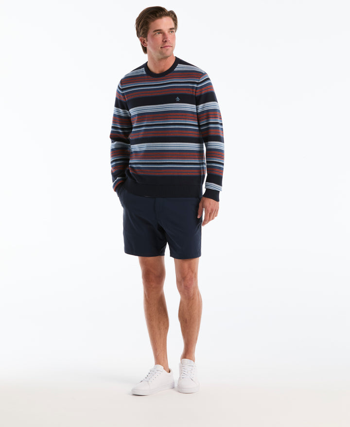 Reverse Striped Crewneck Sweater (Dark Sapphire) 
