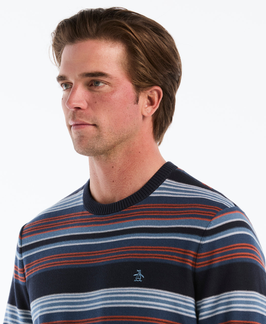Reverse Striped Crewneck Sweater (Dark Sapphire) 