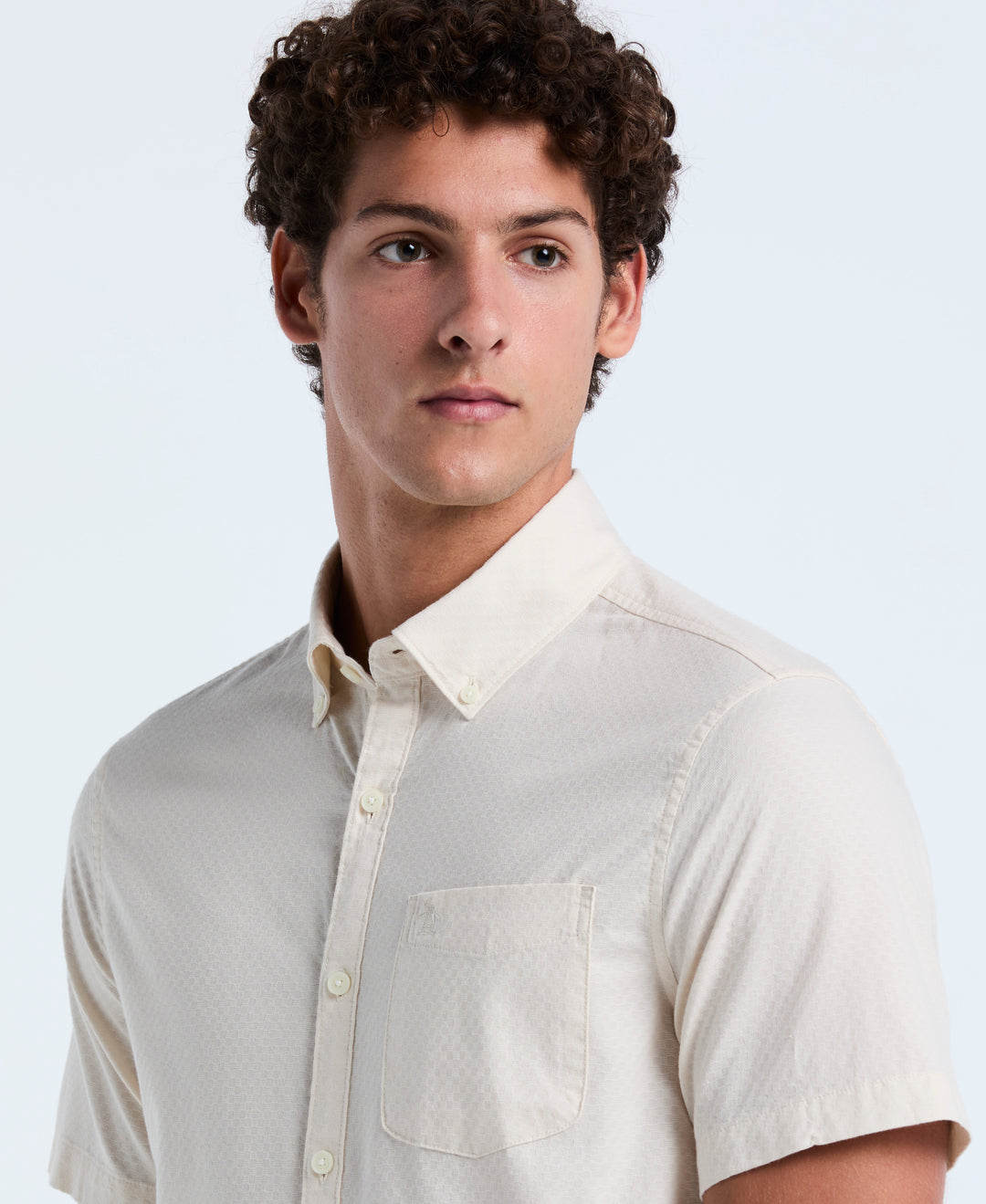 Cotton Striped Dobby Check Shirt (Birch) 