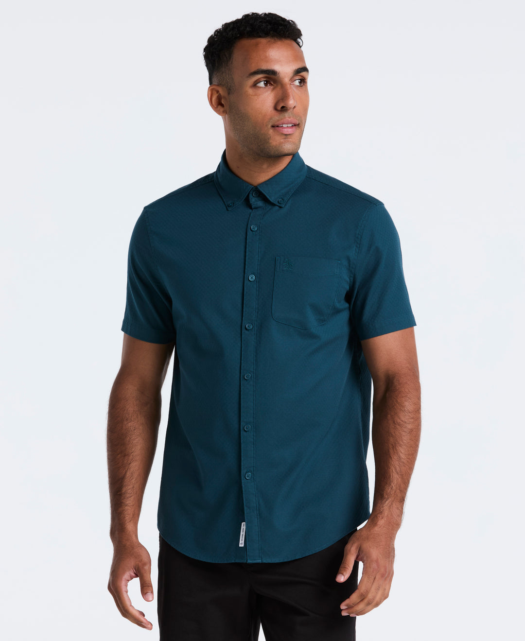 Cotton Dobby Check Shirt (Reflecting Pond) 