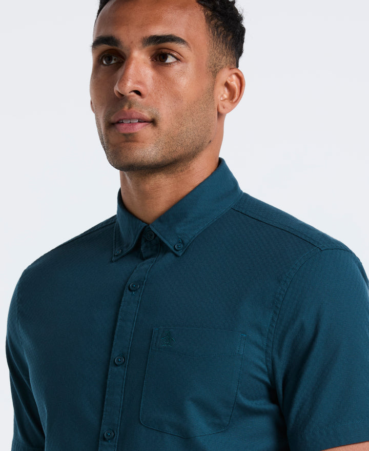 Cotton Dobby Check Shirt (Reflecting Pond) 