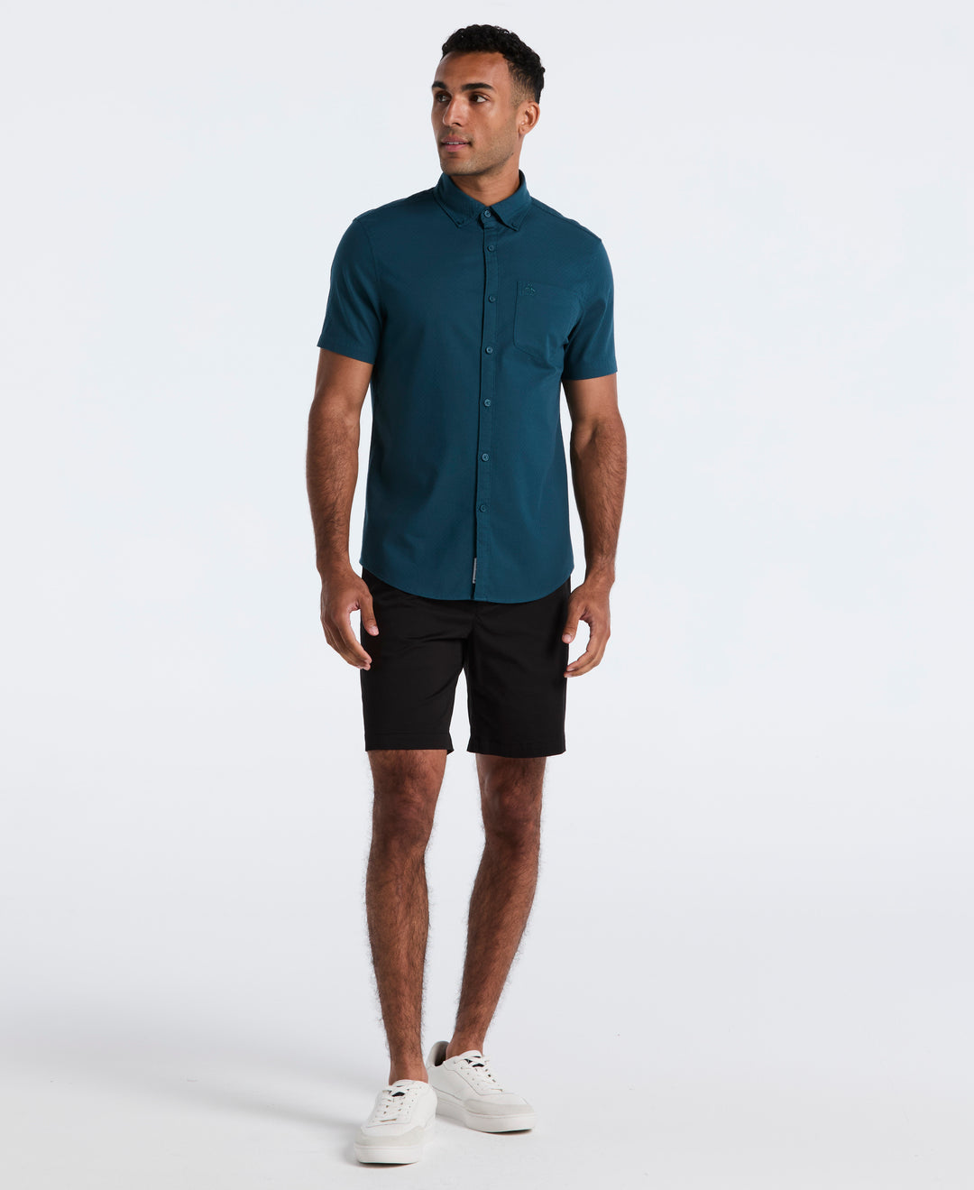 Cotton Dobby Check Shirt (Reflecting Pond) 