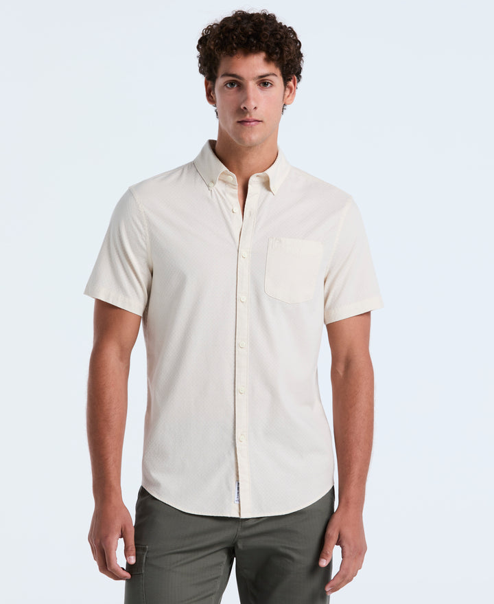 Cotton Striped Dobby Check Shirt (Birch) 