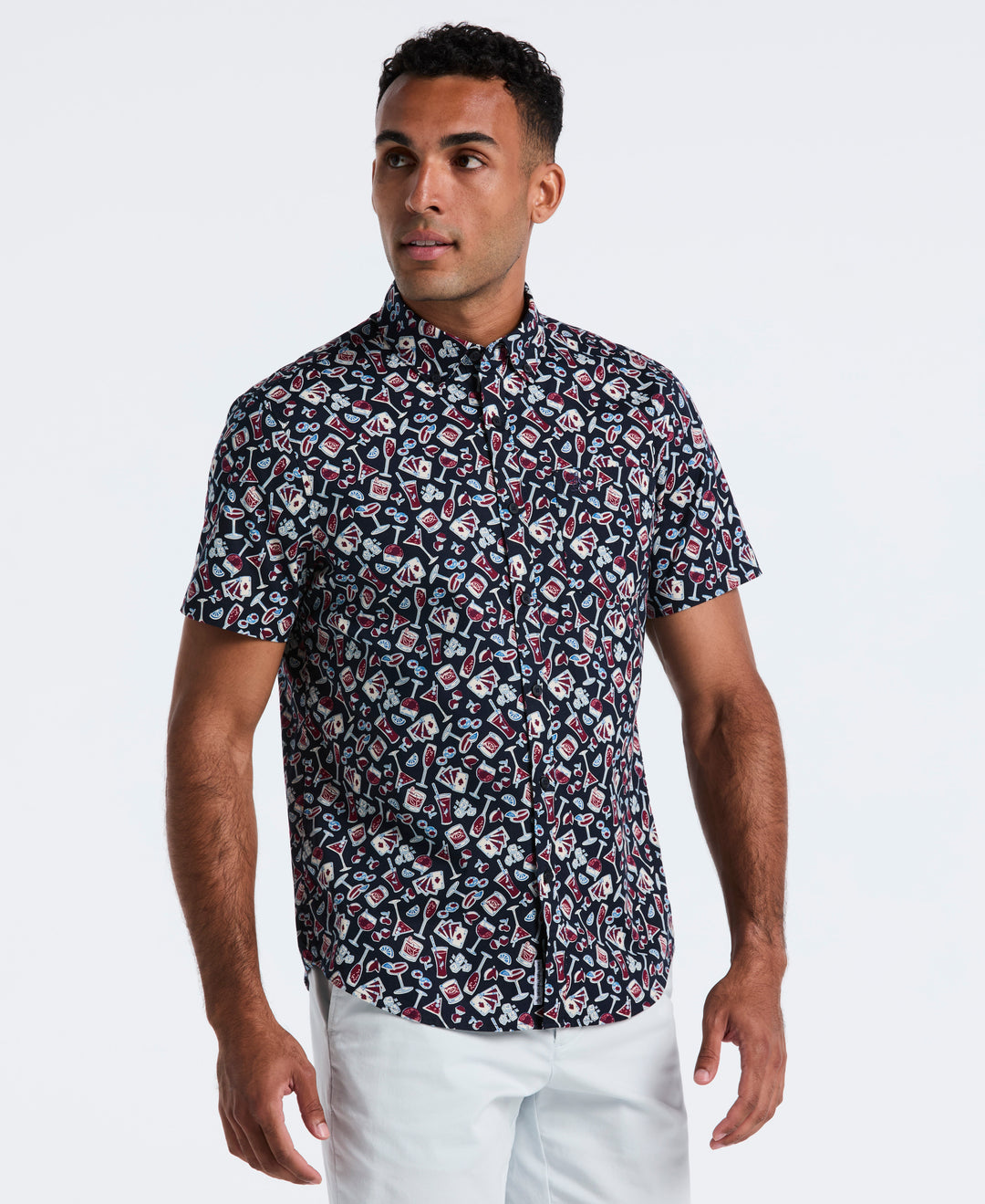 Cotton Drinks Print Shirt (Dark Sapphire) 