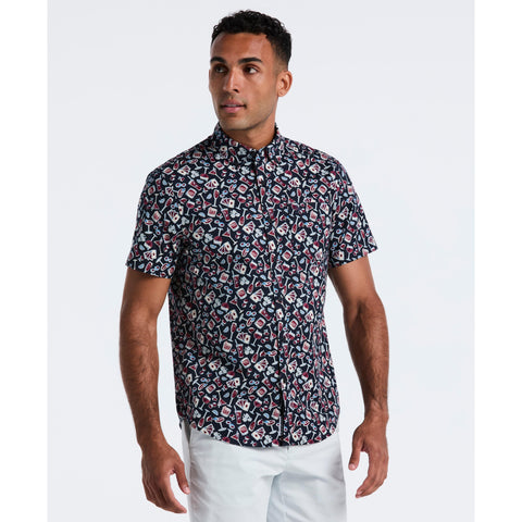Cotton Drinks Print Shirt (Dark Sapphire) 