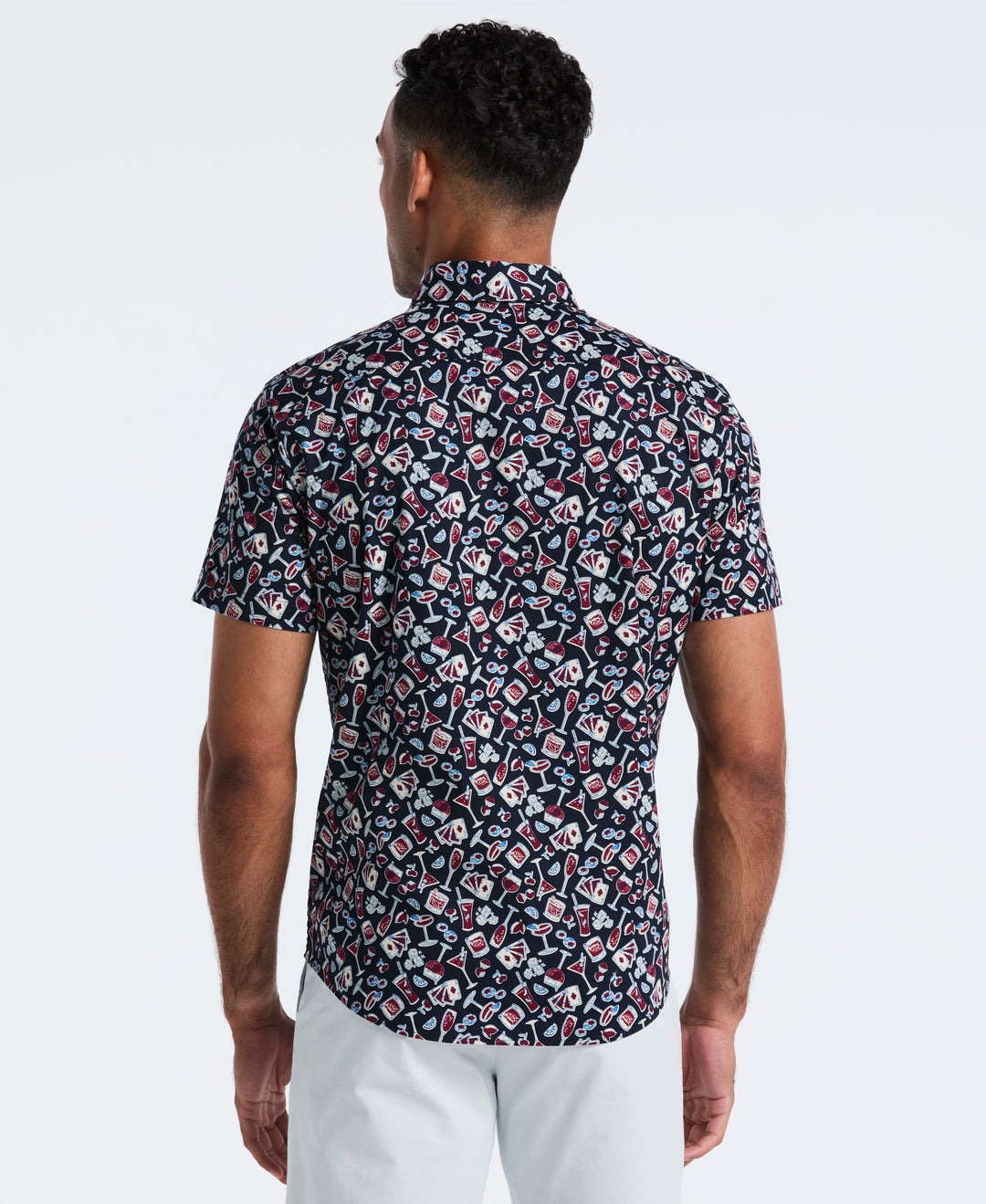 Cotton Drinks Print Shirt (Dark Sapphire) 