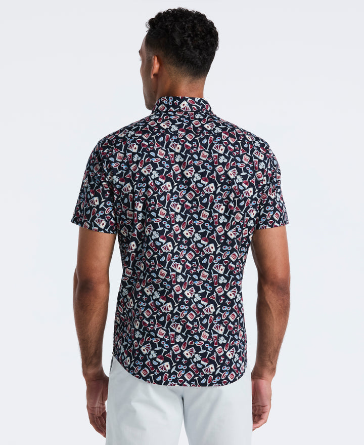 Cotton Drinks Print Shirt (Dark Sapphire) 