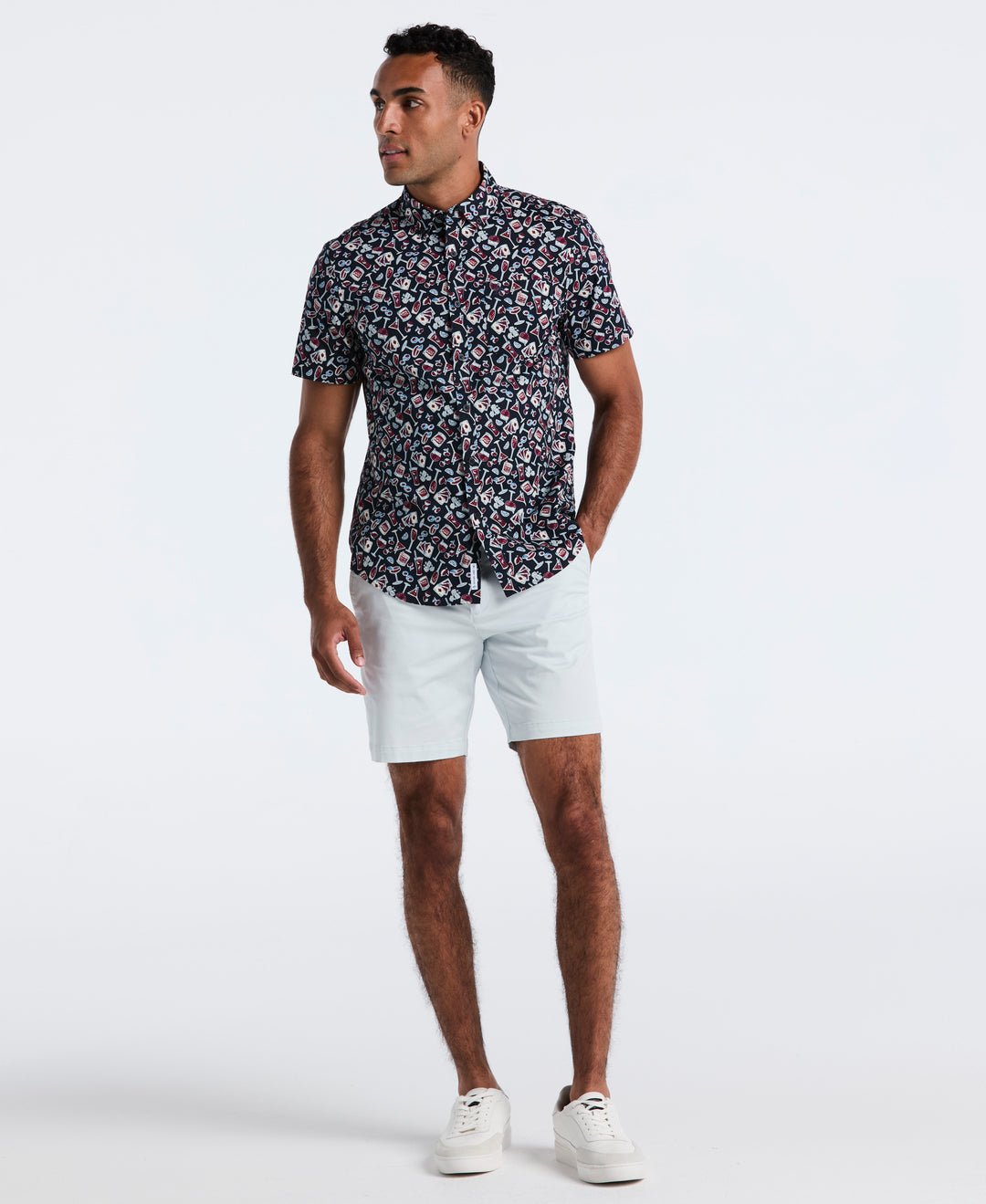 Cotton Drinks Print Shirt (Dark Sapphire) 