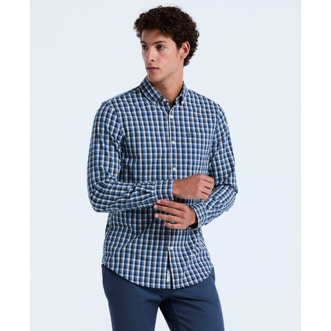 Cotton Eco Twill Stretch Check Shirt (Copen Blue) 