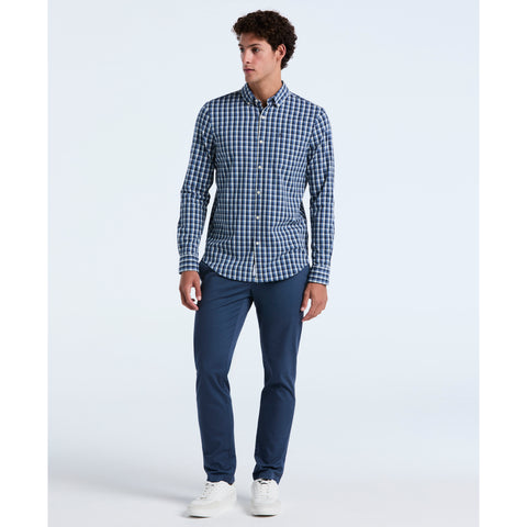 Cotton Eco Twill Stretch Check Shirt (Copen Blue) 