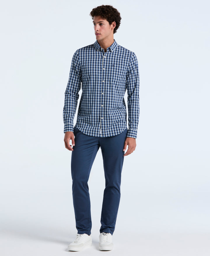Cotton Eco Twill Stretch Check Shirt (Copen Blue) 