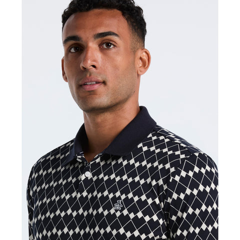 Cotton Flags Print Polo (Dark Sapphire) 