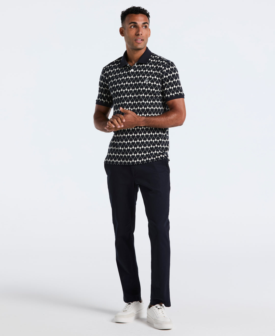 Cotton Flags Print Polo (Dark Sapphire) 
