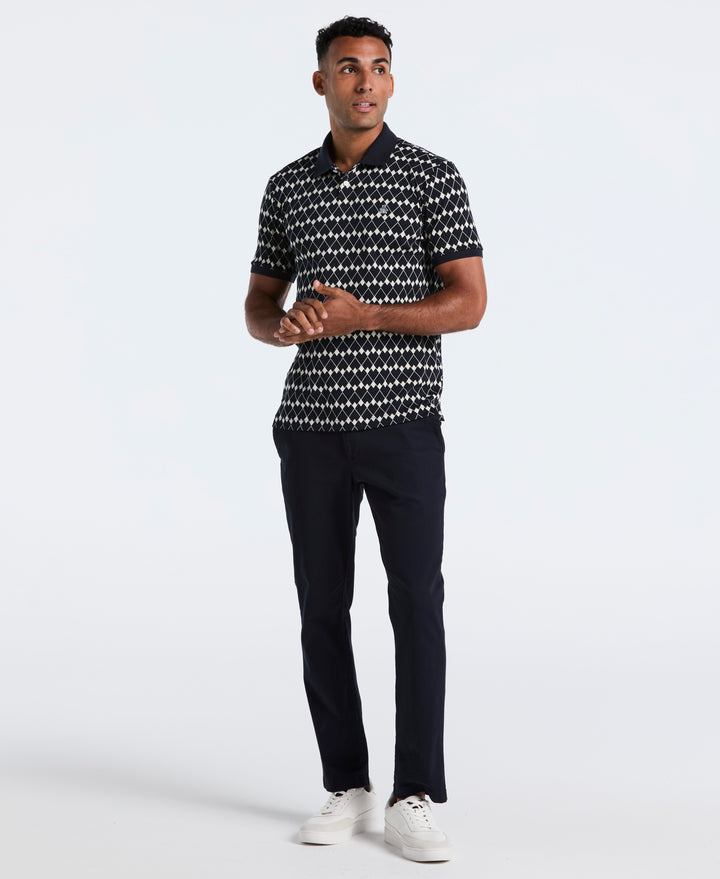 Cotton Flags Print Polo (Dark Sapphire) 