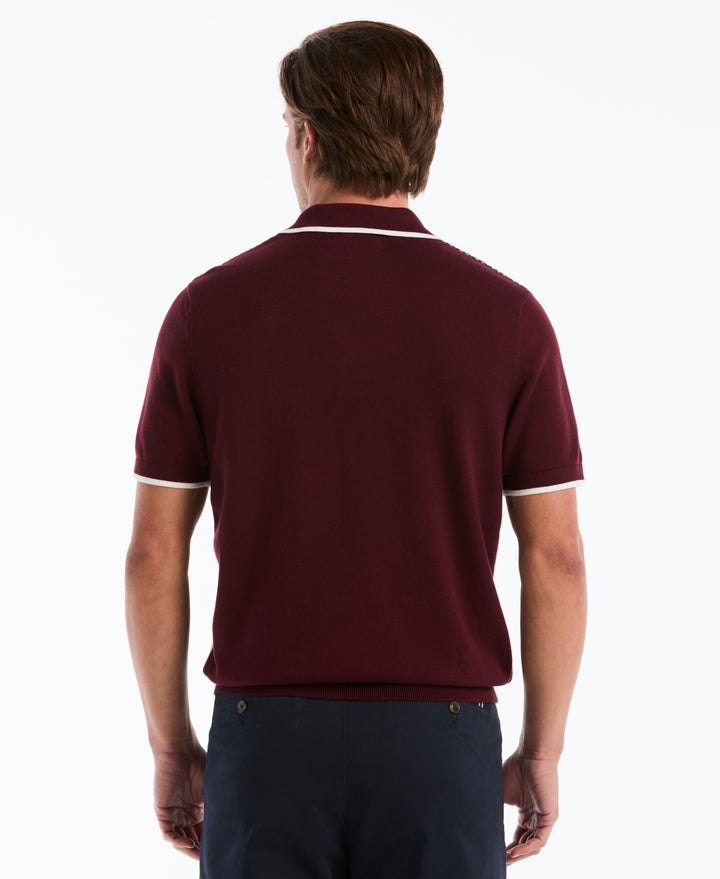 Cotton Geometric Jacquard Sweater Polo (Port Royale) 