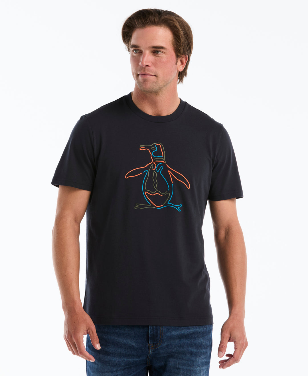 Cotton Graphic Tee with Puff Logo Pete (Dark Sapphire) 
