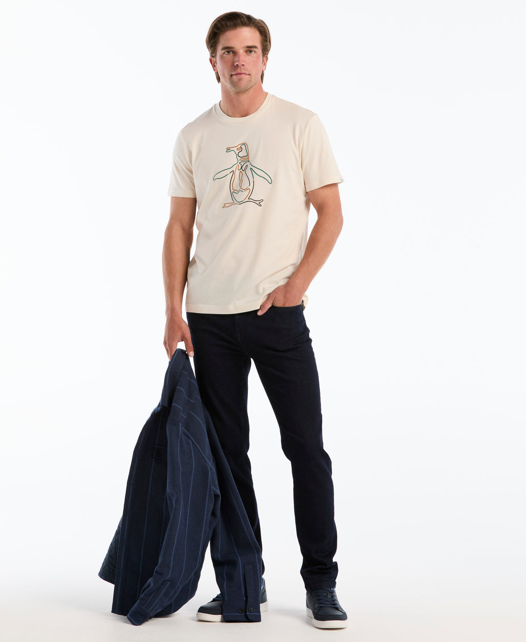 Cotton Graphic Tee with Puff Logo Pete (Birch) 