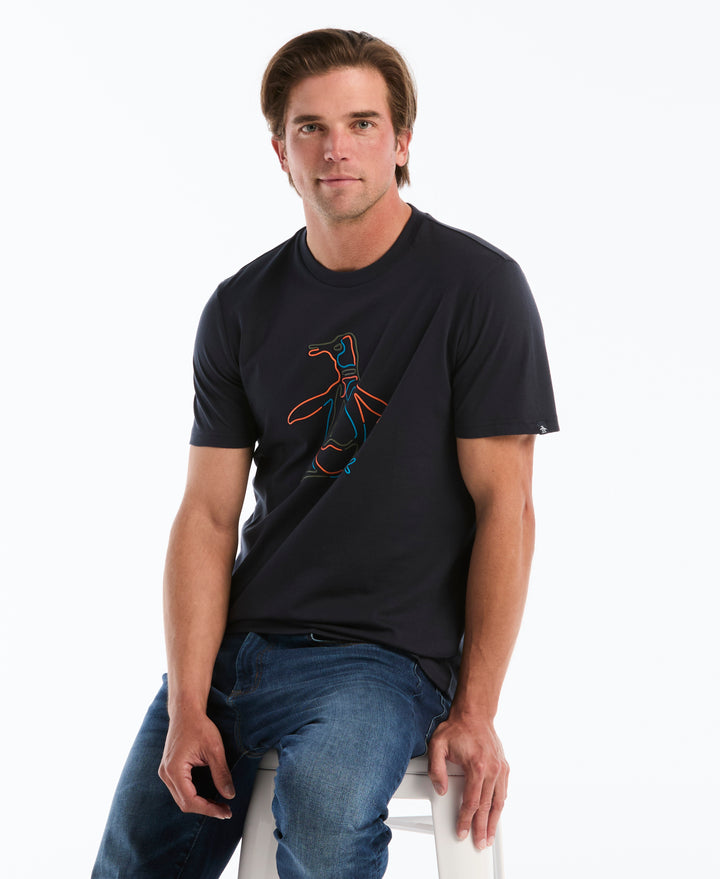 Cotton Graphic Tee with Puff Logo Pete (Dark Sapphire) 