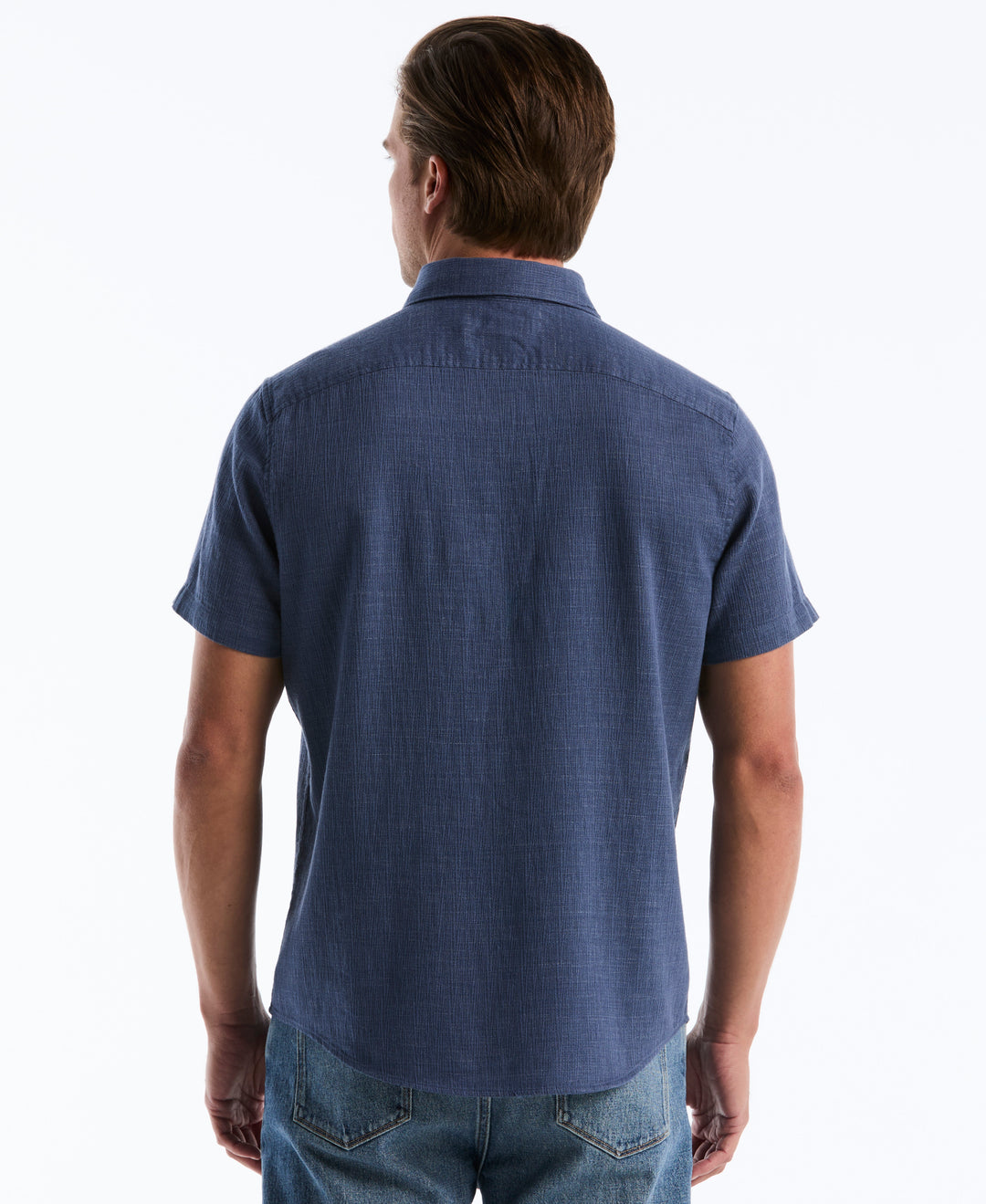 Cotton Heathered Dobby Short Sleeve Shirt (Sargasso Sea) 