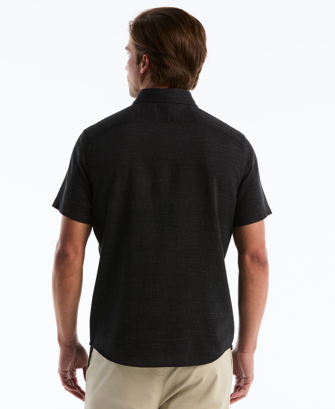 Cotton Heathered Dobby Short Sleeve Shirt (True Black) 