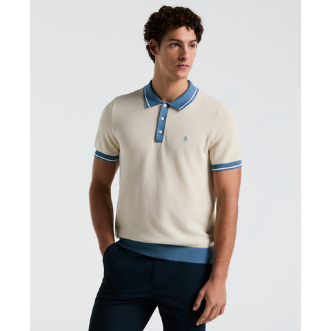 Cotton Honeycomb Sweater Polo (Birch) 