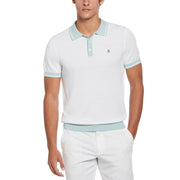 Cotton Honeycomb Sweater Polo (Bright White) 