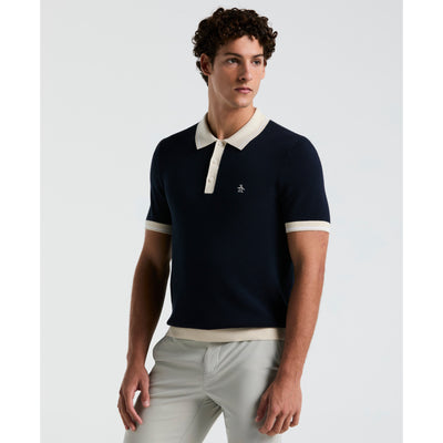Cotton Honeycomb Sweater Polo (Dark Sapphire) 