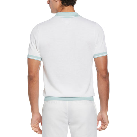 Cotton Honeycomb Sweater Polo (Bright White) 